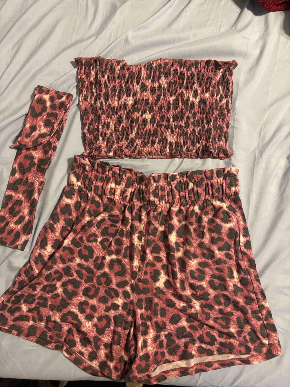 Zenana Outfitters Red and Black Leopard Print 3-Piece Lounge Set